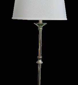 Lampe nikkel 55 cm. med creme skærm