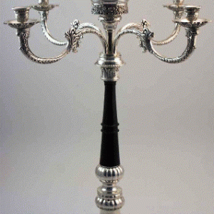 Lysestage sølv/sort m. 4 arme + glasskål
