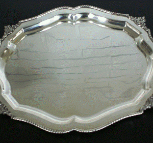 Tray i antique sølv 47,5x32,5cm