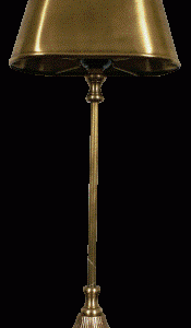 Lampe 45cm i messing med metal skærm