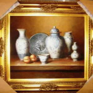 Stilleben blåt porcelæn