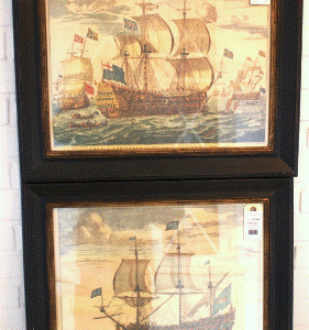 Skib billede i sort ramme 38x46cm